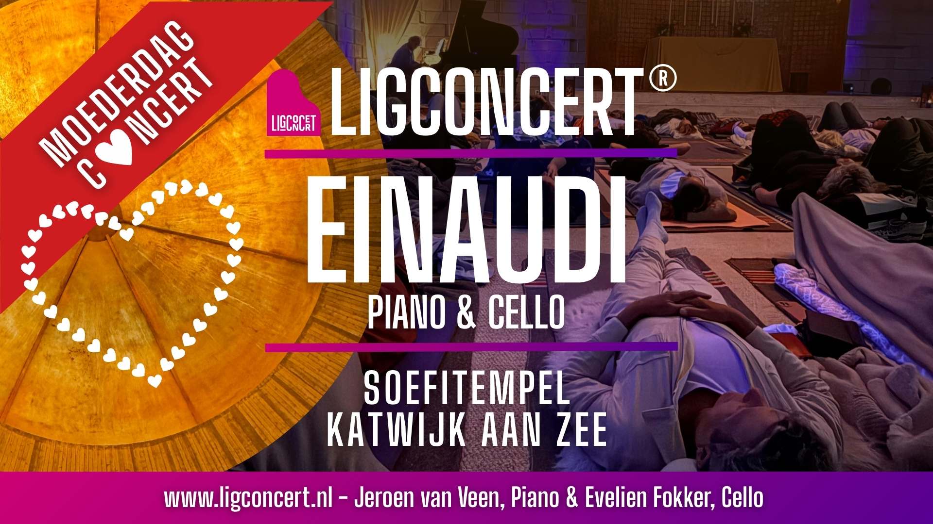Ligconcert  Einaudi Piano & Cello, Soefitempel Katwijk aan Zee